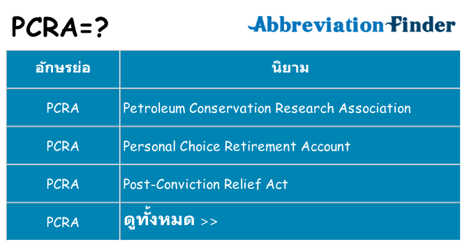 อะไรไม่ pcra ถึง