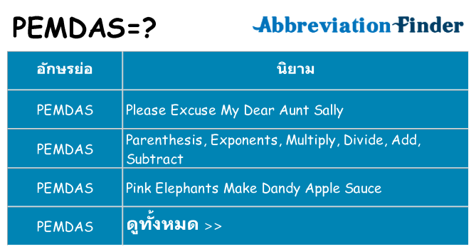 อะไรไม่ pemdas ถึง