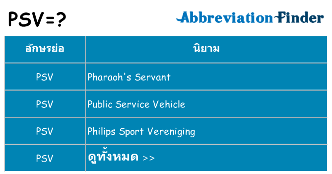 อะไรไม่ psv ถึง