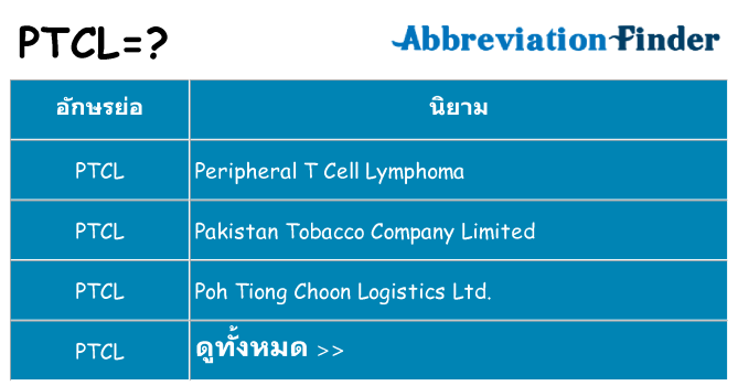 อะไรไม่ ptcl ถึง
