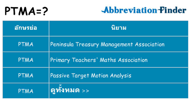 อะไรไม่ ptma ถึง