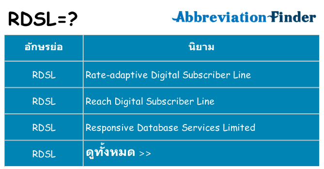 อะไรไม่ rdsl ถึง