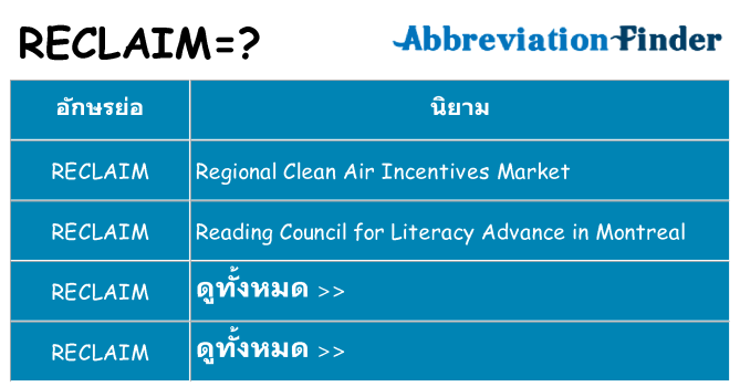 อะไรไม่ reclaim ถึง