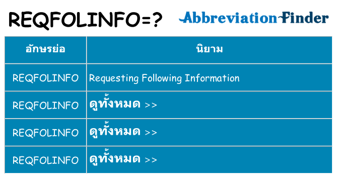 อะไรไม่ reqfolinfo ถึง