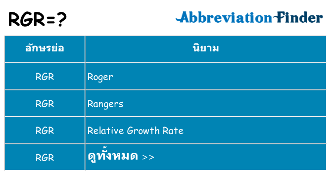 อะไรไม่ rgr ถึง