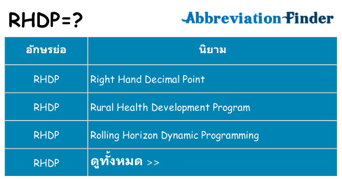 อะไรไม่ rhdp ถึง