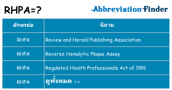 อะไรไม่ rhpa ถึง