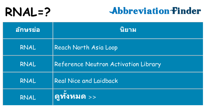 อะไรไม่ rnal ถึง