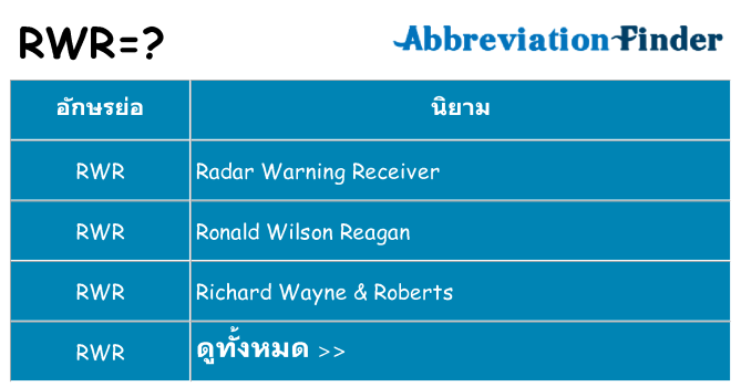 อะไรไม่ rwr ถึง