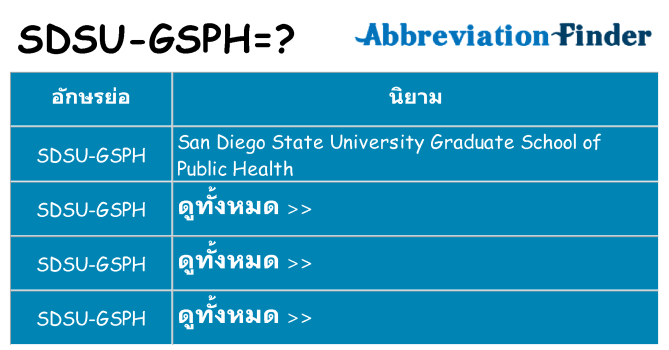 อะไรไม่ sdsu-gsph ถึง