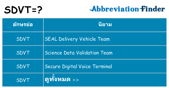 อะไรไม่ sdvt ถึง