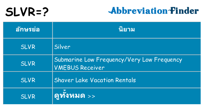 อะไรไม่ slvr ถึง