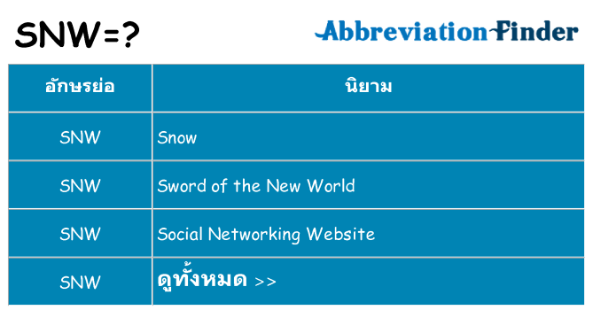 อะไรไม่ snw ถึง