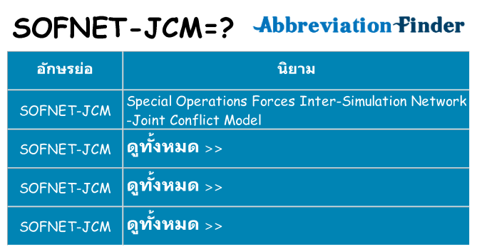 อะไรไม่ sofnet-jcm ถึง
