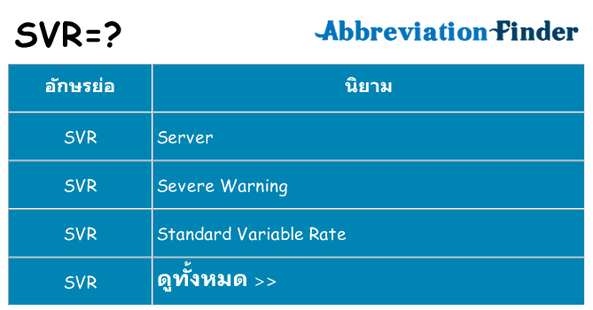 อะไรไม่ svr ถึง