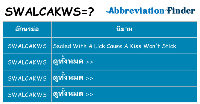 อะไรไม่ swalcakws ถึง