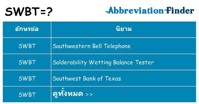 อะไรไม่ swbt ถึง