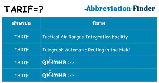 อะไรไม่ tarif ถึง