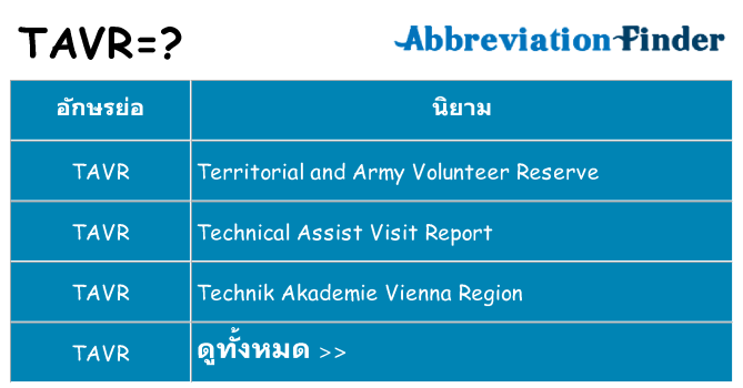 อะไรไม่ tavr ถึง