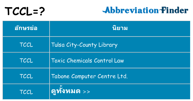 อะไรไม่ tccl ถึง