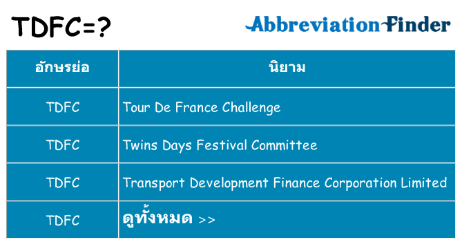 อะไรไม่ tdfc ถึง