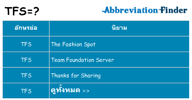 อะไรไม่ tfs ถึง