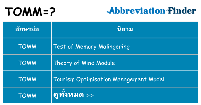 อะไรไม่ tomm ถึง