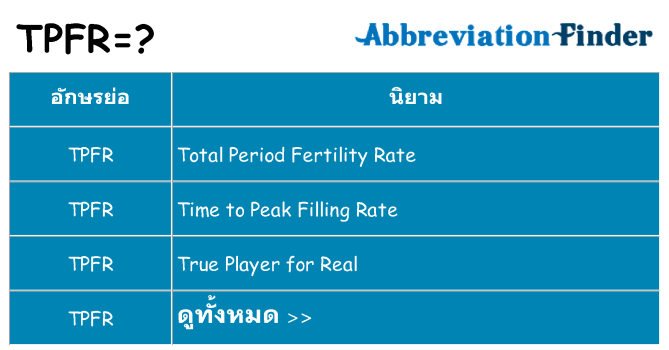 อะไรไม่ tpfr ถึง