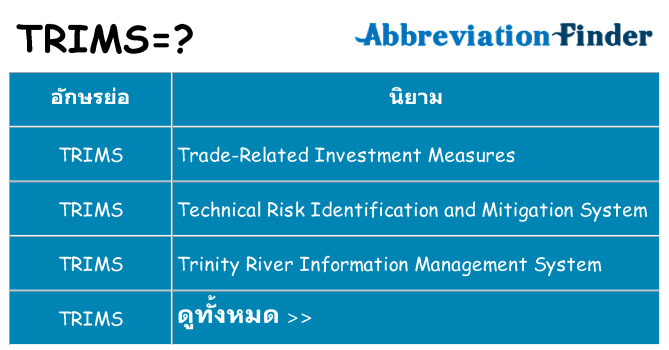 อะไรไม่ trims ถึง