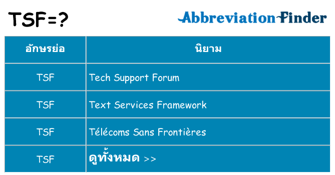 อะไรไม่ tsf ถึง