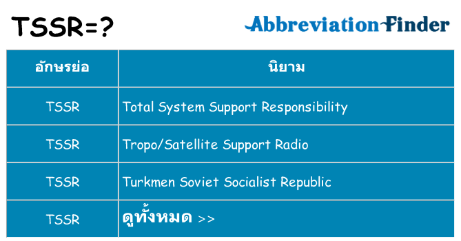 อะไรไม่ tssr ถึง
