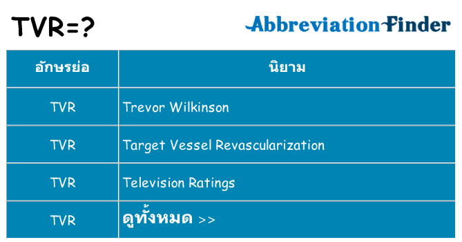 อะไรไม่ tvr ถึง
