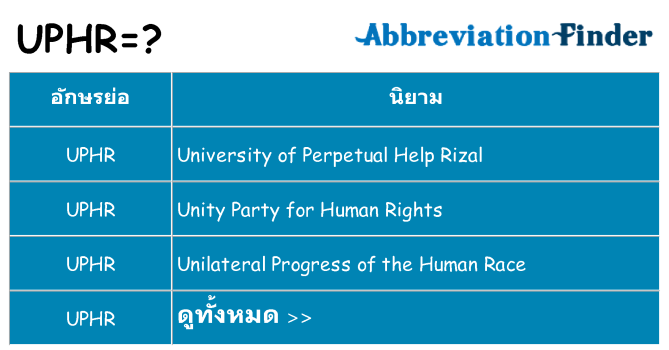 อะไรไม่ uphr ถึง