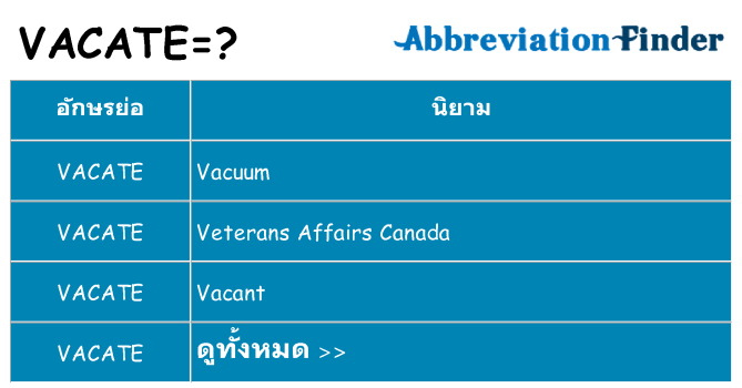 อะไรไม่ vacate ถึง