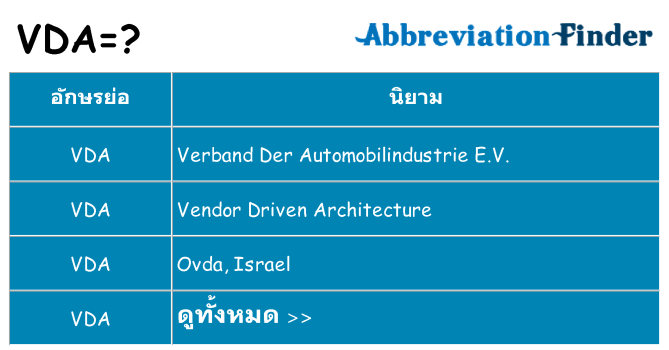อะไรไม่ vda ถึง