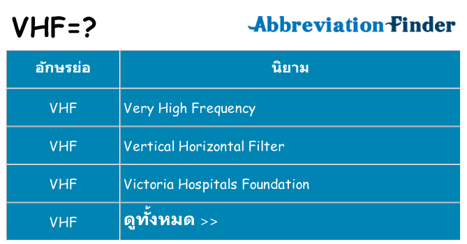 อะไรไม่ vhf ถึง