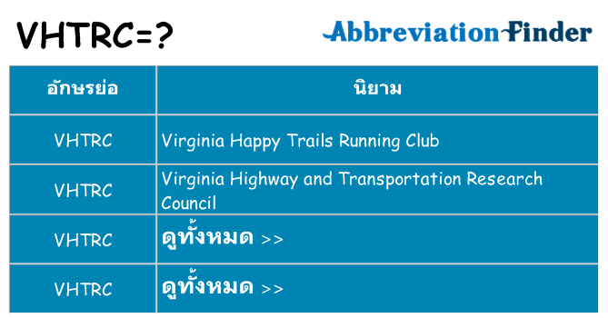 อะไรไม่ vhtrc ถึง
