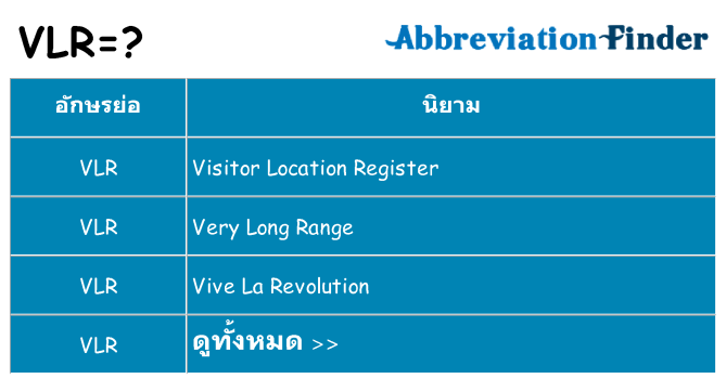 อะไรไม่ vlr ถึง