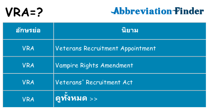 อะไรไม่ vra ถึง