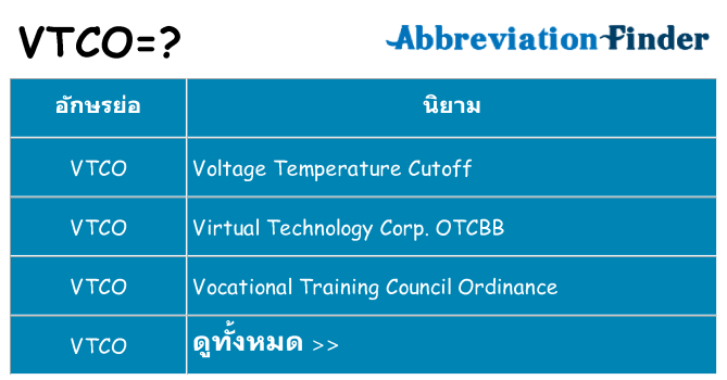 อะไรไม่ vtco ถึง