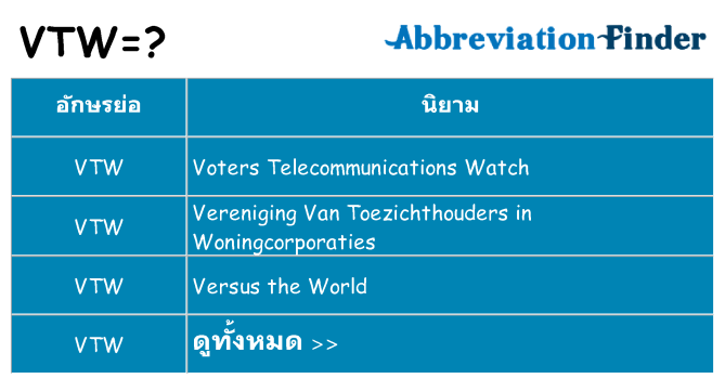 อะไรไม่ vtw ถึง