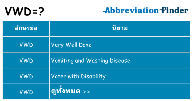 อะไรไม่ vwd ถึง