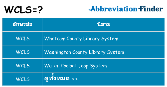 อะไรไม่ wcls ถึง