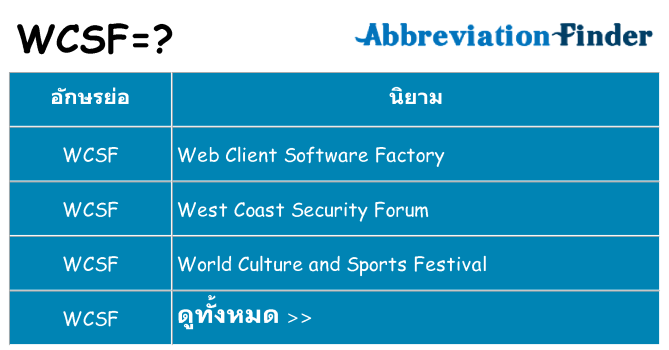 อะไรไม่ wcsf ถึง