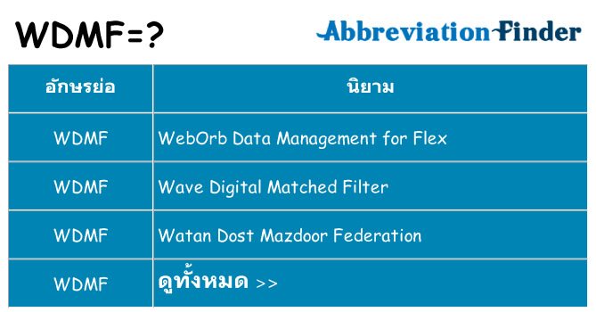 อะไรไม่ wdmf ถึง