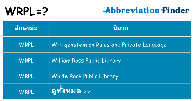 อะไรไม่ wrpl ถึง
