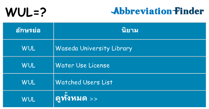 อะไรไม่ wul ถึง