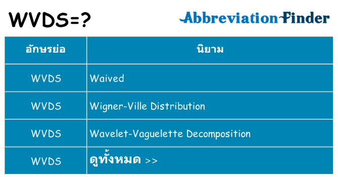 อะไรไม่ wvds ถึง