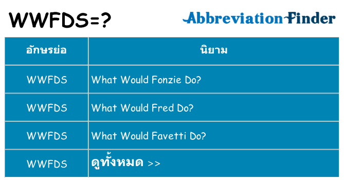 อะไรไม่ wwfds ถึง