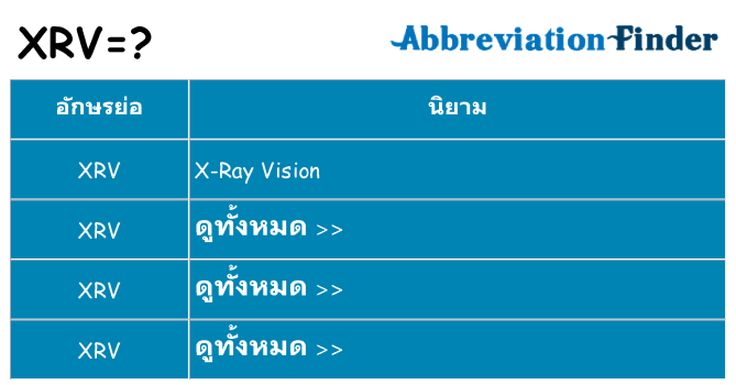 อะไรไม่ xrv ถึง